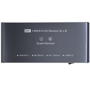 <strong>KVM</strong> <strong>Switch</strong> Supports Triple Monitors at 8K 60Hz Enabling Two Computers Along with up to USB Devices in an Extended Desktop - Product Image 3