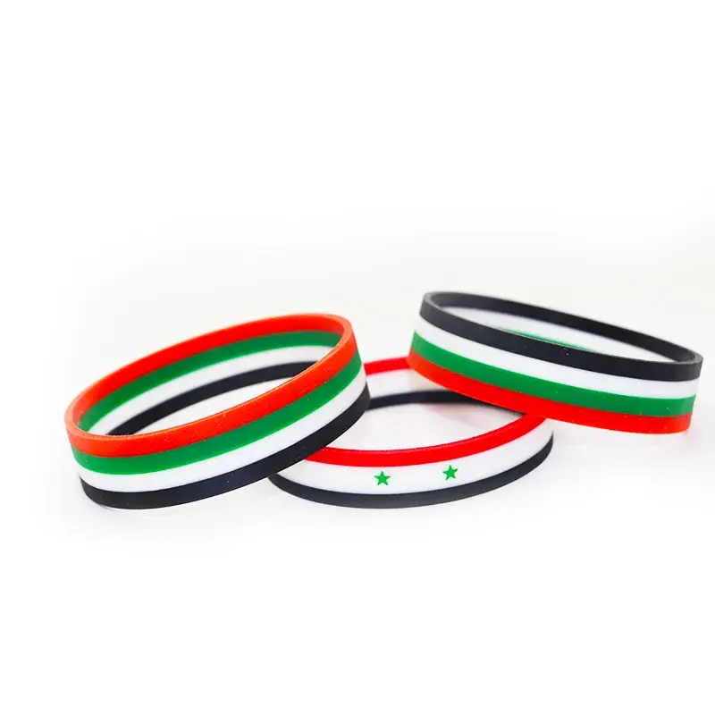 Custom New Design Eco-friendly Todos Os Países Bandeira De Silicone Wristband Pulseira De Borracha Para Presente De Promoção