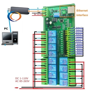 Ethernet RS485 relè TCP/IP UART modulo Controller di rete 12CH DC 12V 24V Modbus RTU scheda interruttore per motore PLC PTZ - Product Image 4