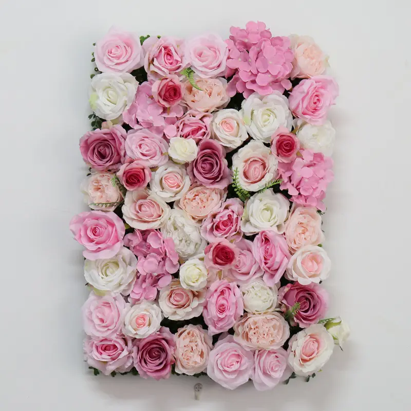 40*60CM sfondo di fiori rosa decorazione per festa o festa di matrimonio fiori decorativi foglie verdi parete artificiale della pianta