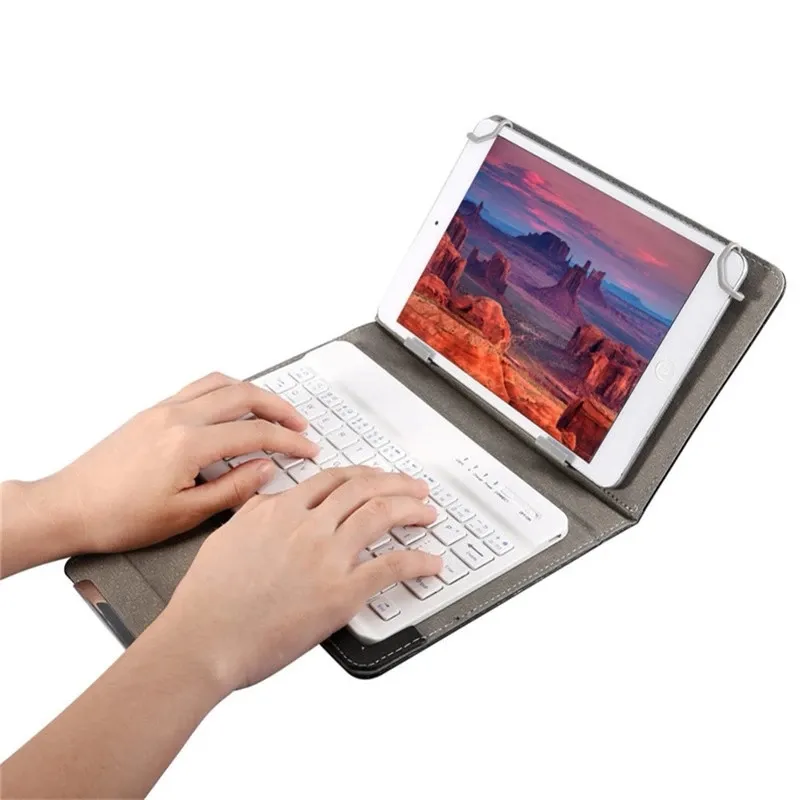 Keyboard Nirkabel dengan Casing Kulit 7 Inci 10 Inci