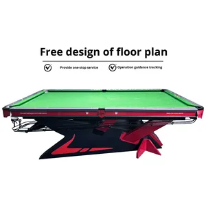 Standard Chinese Style Eight-Pocket Commercial Club <strong>Pool</strong> <strong>Table</strong> Black T8 with Automatic Return Feature Solid Wood Legs - Product Image 5