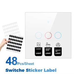 Englisch Touch Switch Muster Aufkleber Formulierung Etikett mit Klebstoff für Eu Us Brasilien Smart Button Push Wall Wifi Lichtsc halter - Product Image 1