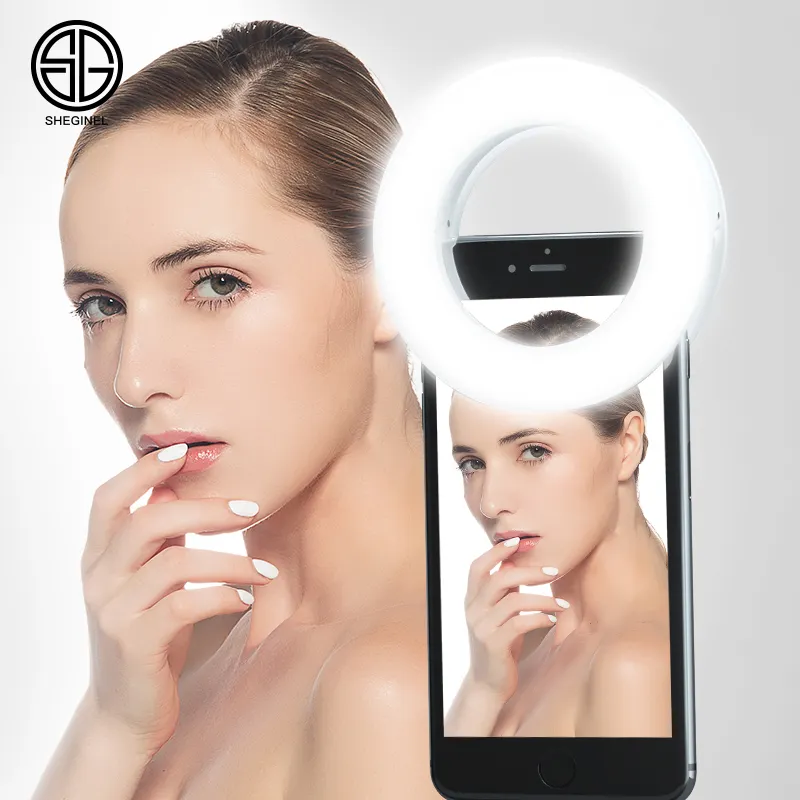Iluminação portátil para anel de celular, luz led para selfie celular