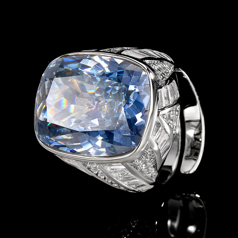 Bague ajustable plaquée blanc et bleu