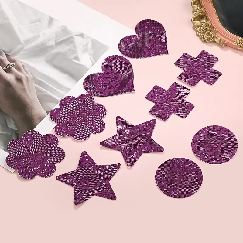 FINETOO 2023 New Women Breast Petals Lace Heart Cross Star Flower Shape Sexy Girl's Breast Nipple Hot Invisible Reusable Breast