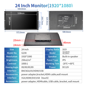 23,8/24 pulgadas 1920*1080 monitoreo de producción industrial OEM ODM IPS pantalla capacitiva táctil Monitor Widesreen - Product Image 6