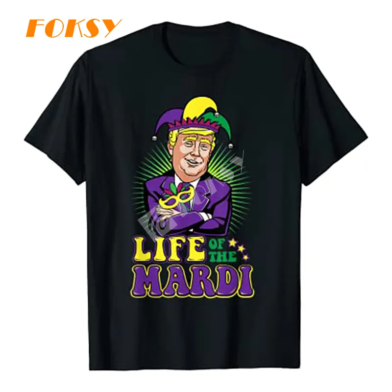 Hot Sale T shirt OEM Accept Mardi Gras Design Print 100% Cotton Funny T-shirt for Adult Shirt Clothing