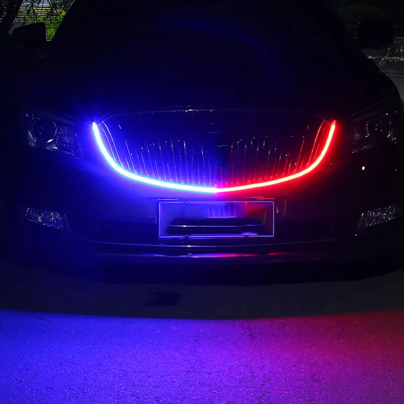 Tira de luces led para coche, de 12v luz estroboscópica y 120cm, resistente al agua, roja y azul, novedad