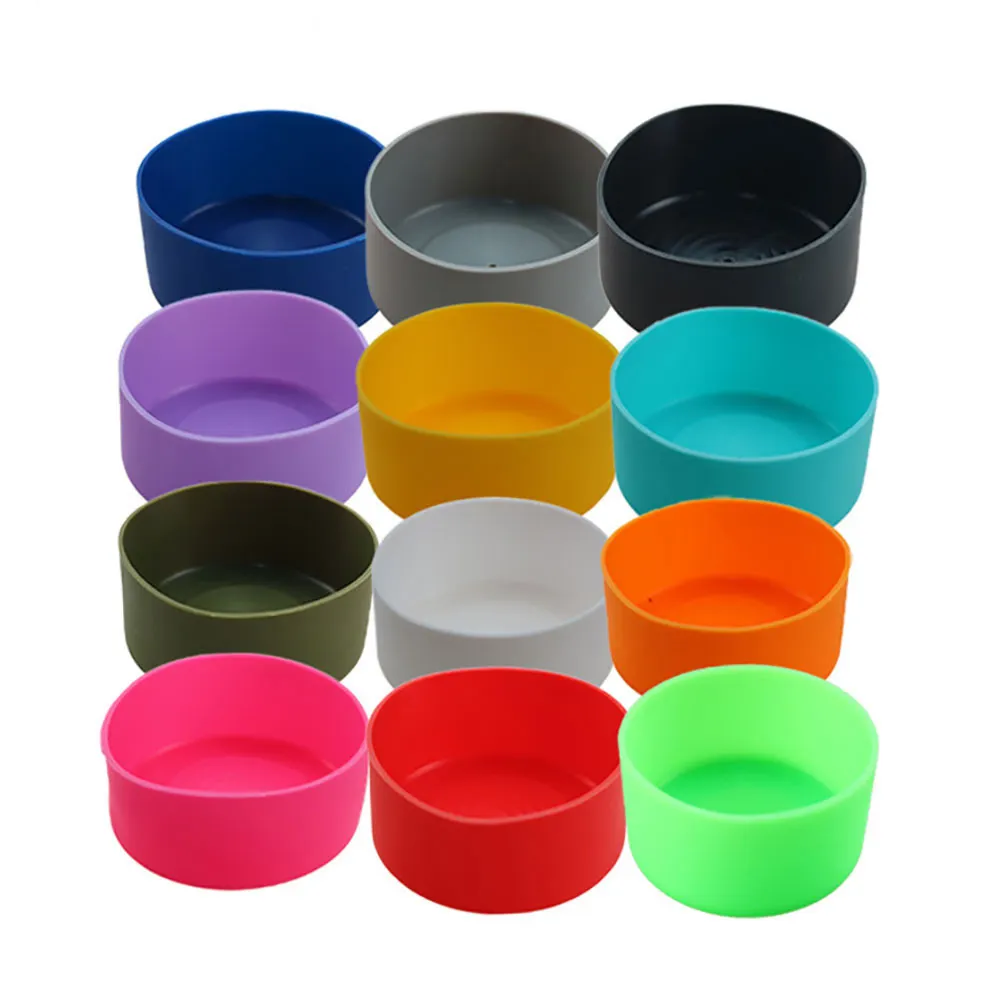 12-24 OZ Silicone Flask Anti-Slip Bottom Sleeve Cover Sport Water Bottles Bottom Sleeve Covers Protective Water Bottle