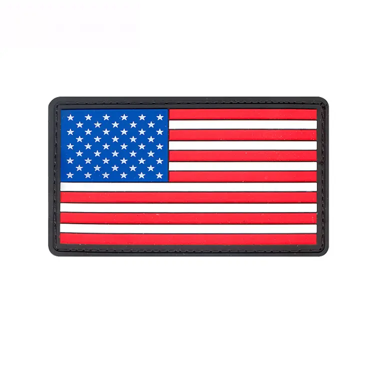 Distintivo in gomma PVC 3D a buon mercato all'ingrosso USA Patch bandiera americana