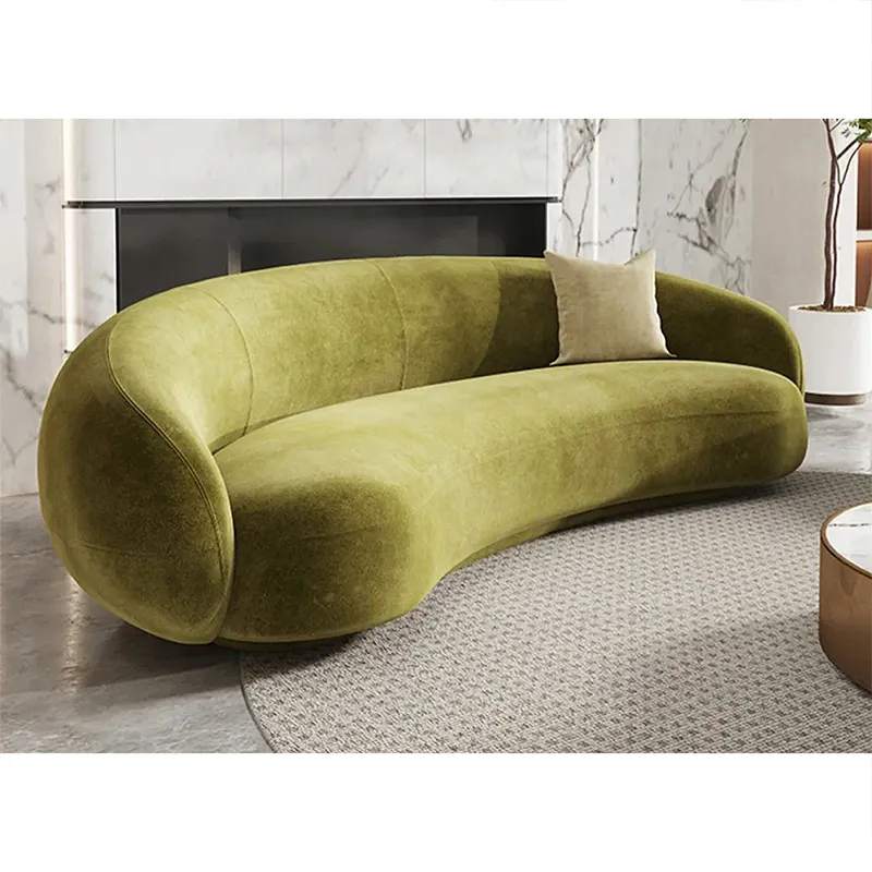 Italian modern simple design furniture elegant sofa new fashion shaped foam sofa set curve shape fabric sofa