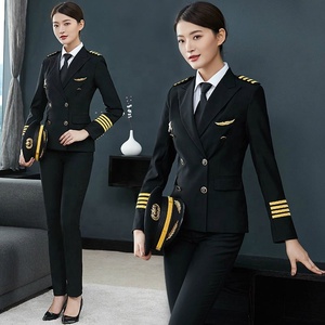 パイロットキャプテン航空制服女性ワークウェアフライトアテンダントスーツジャケットパンツホテル受付オーバーオールカスタム