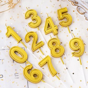 Huaming Nến Lấp Lánh Số Màu Vàng Bạc Kim Loại Mới Nến Sinh Nhật Bánh Sinh Nhật Kim Cương 3d Số 0-9 Cho Trẻ Em Pháo Hoa - Product Image 3