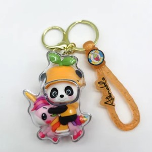 2024 nuovo stile cinese 3D Panda portachiavi in PVC gomma Anime, portachiavi di coppia, appendiabiti per borse, portachiavi per bambole cartoni animati