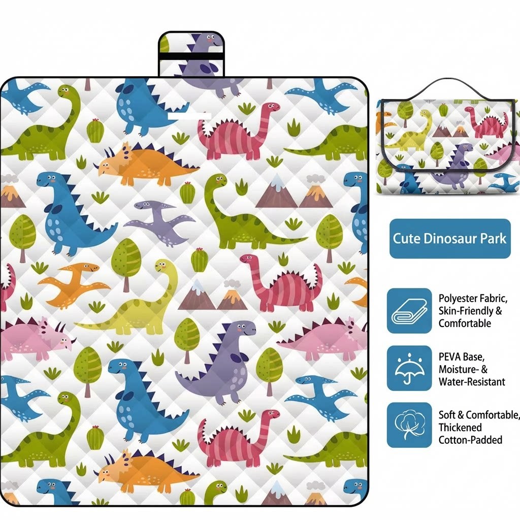 Cute dinosaur park ultrasonic picnic mat
