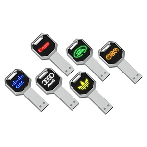 批发高端钥匙形u盘带发光二极管灯定制Logo钥匙商务礼品u盘新款Pendrive - Product Image 1