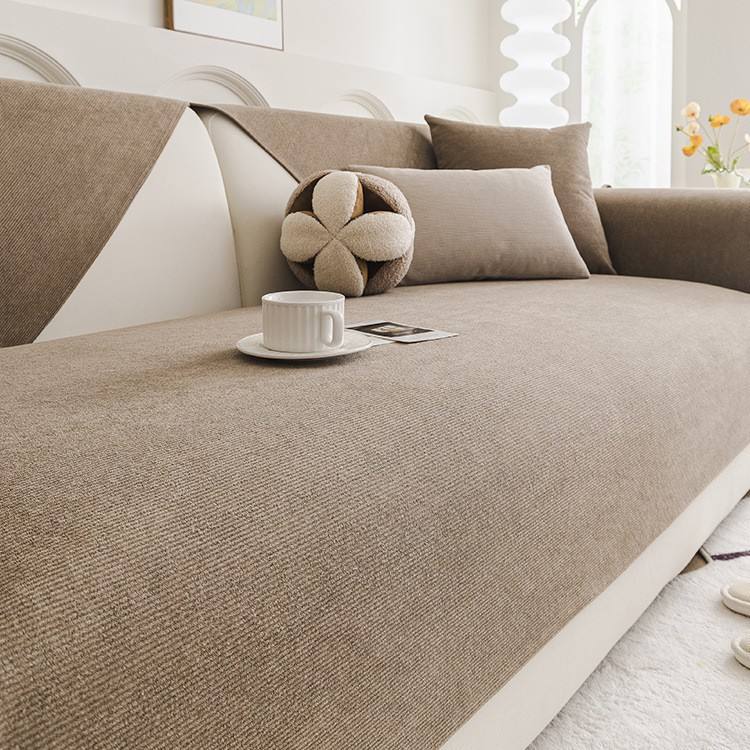 Coussin de canapé rayé imperméable de couleur unie - Marron