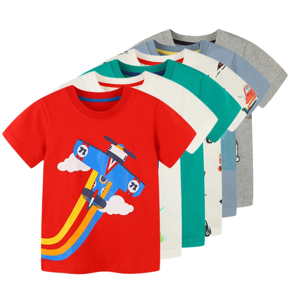 קיץ עגול צוואר טהור כותנה הדפסת בני חולצות נערי חולצות ילדי חולצה ילדי בגדי ילדים בגדים