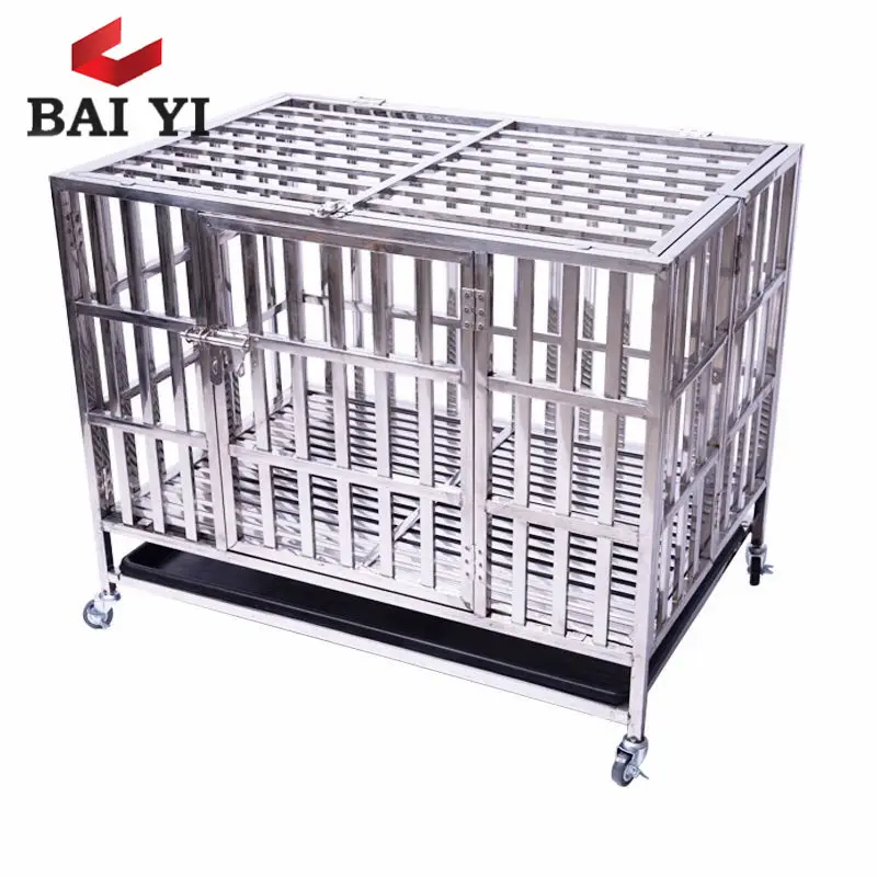 Cages pour chiens pliables de 43 ", 39" en acier inoxydable pour l'intérieur et l'extérieur