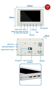 Videoportero TFT LCD de 7 pulgadas de alta calidad, comunicación bidireccional, videoportero de 4 cables con cámara a color impermeable - Product Image 4