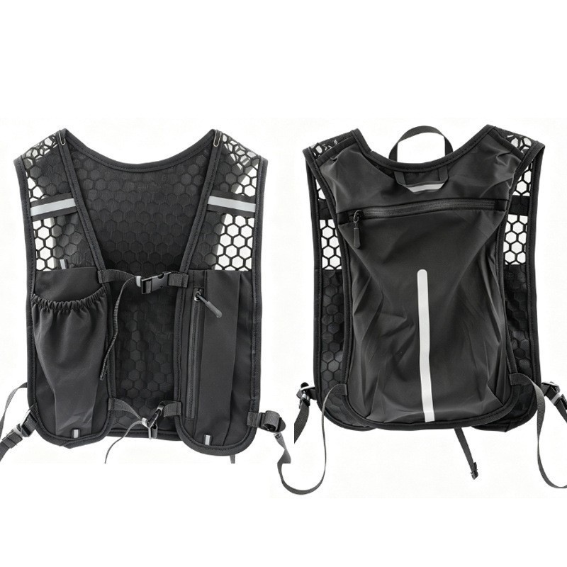 Black sports vest storage bag - upgraded reflective features