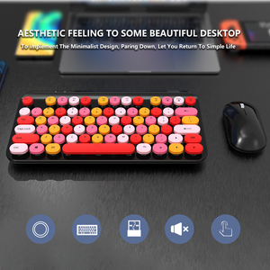 Juego de teclado y ratón redondo retro inalámbrico multicolor listo para enviar - Product Image 6