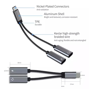 <strong>2</strong> to 1Customizable Type c to <strong>Usb</strong> c Digital Audio Adapter PD60w Charging - Product Image 2