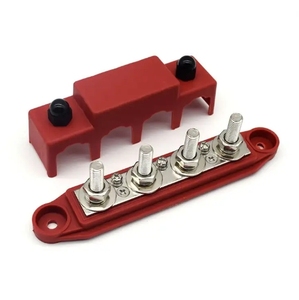 4 Way Power Distribution Terminals Block <strong>Busbar</strong> 48V <strong>250A</strong> Terminal Block Stud Bus Bar With Cover - Product Image 3