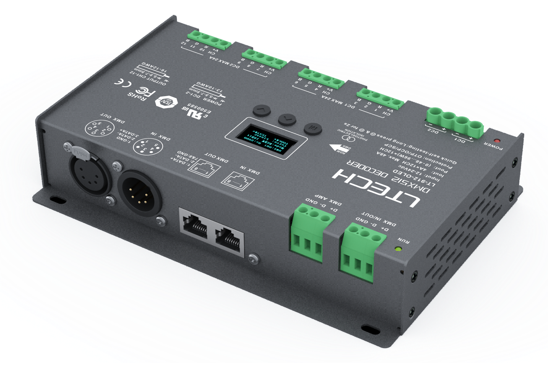 LT-912-OLED/RGB 16bit 4A*12CH Máx.48A Máx.1152W