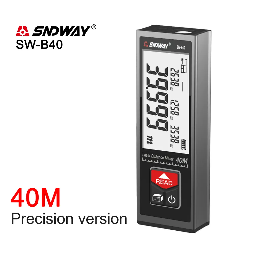 Sndway medidor de distância à laser, telêmetro à laser 40m 50m 60m, telêmetro eletrônico, fita digital a laser, telêmetro, trena, fita métrica SW-B40