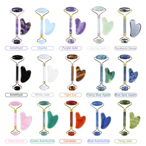 Custom Logo Rose Quartz Facial <strong>Jade</strong> Roller Guasha Kit Anti-aging Tool Crystal Stone Face Roller and Gua Sha Massage Set - Product Image 6