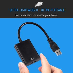 Convertidor USB 3,0 a HDMI y VGA de alta calidad y velocidad, compatible con 1080P Full HD, fácil configuración, adaptador de pantalla múltiple