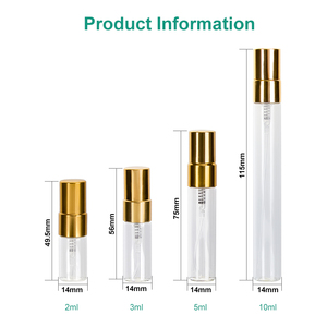 Xách tay 2ml 3ml 5ml 10ml Mini rỗng kính nước hoa mẫu <span class=keywords><strong>Atomizer</strong></span> Tester lọ phun Màn hình in vàng nắp nhôm - Product Image 2