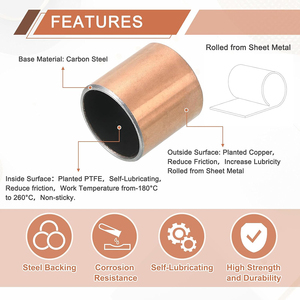 Tự bôi trơn du bushings oilless trượt mang Đồng trở lại PTFE đồng bằng tay áo vòng bi cho các bộ phận trượt máy móc - Product Image 4