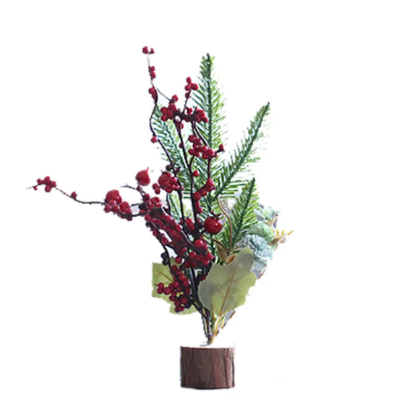 Decoración navideña realista para el hogar, árbol de Navidad artificial en miniatura para mesa, arreglo floral simple y minimalista como foto