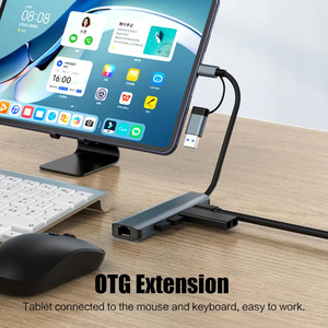 2 in 1 USB A 3.0 ประเภท -C Gigabit การ์ดเครือข่ายแบบมีสายอะแดปเตอร์ประเภท USB C ถึง 1000Mps RJ45 USB 3.0 Type-C HUB สถานีเชื่อมต่อ 5 in 2 - Product Image 3
