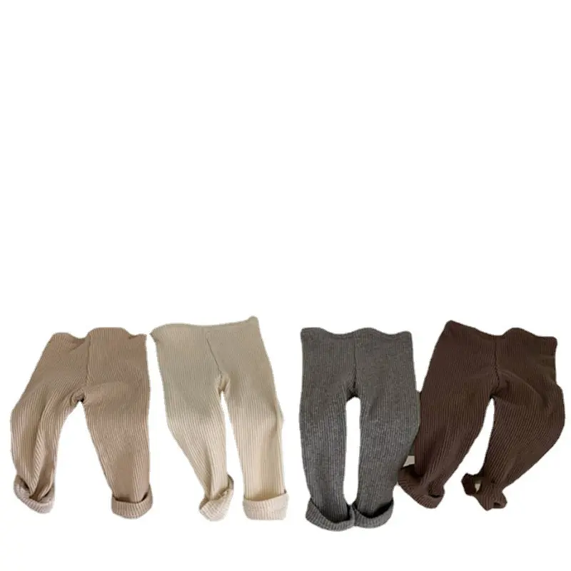 Leggings de alta calidad para bebés recién nacidos, ropa de Color sólido para niños, pantalones acanalados para primavera y otoño