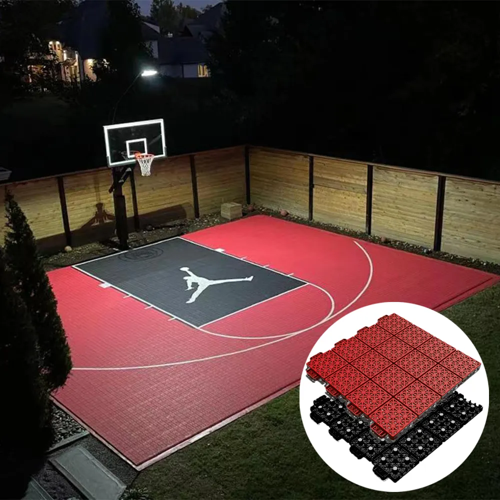 Carreaux modulaires sol sportif mobile extérieur basket-ball badminton caoutchouc cour tapis de sol carreaux de sol à vendre