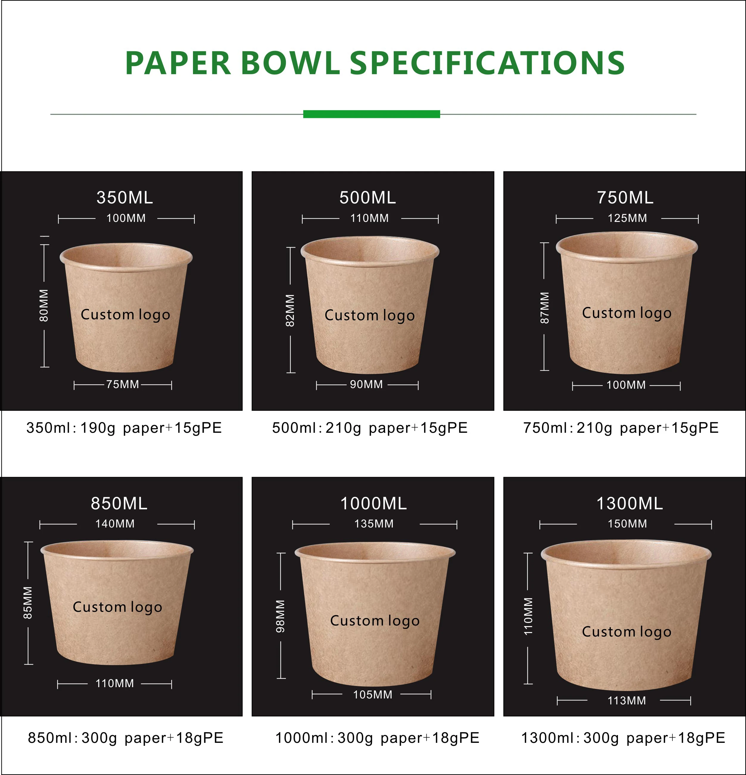 custom recyclable kraft paper salad bowls
