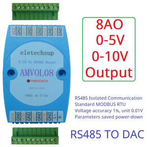 8 Channel <strong>Analog</strong> Output 0-10V 0-5V AO <strong>Module</strong> <strong>RS485</strong> Modbus RTU to Voltage PLC Remote IO Expansion Board - Product Image 4