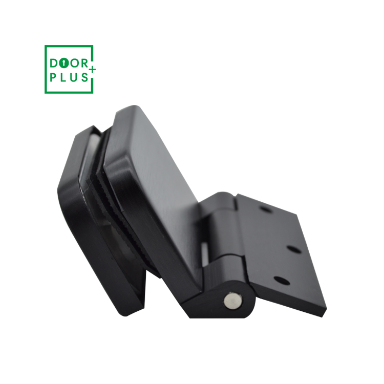 Doorplus Matte Black Aluminum Alloy Hinge Office Glass Door Clamp Glass Sliding Door Hinge Furniture Cabinet Glass Door Hinges