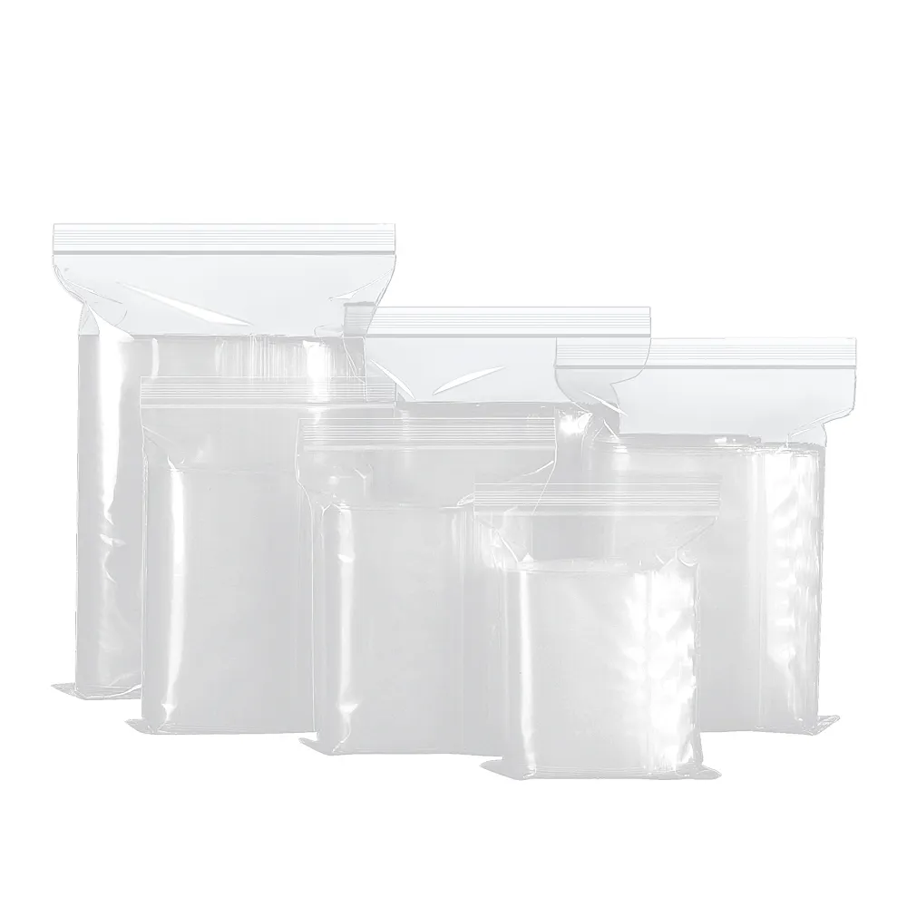 Sacchetto di imballaggio in plastica trasparente per uso alimentare di vendita calda di fabbrica sacchetto di chiusura lampo trasparente richiudibile in PE