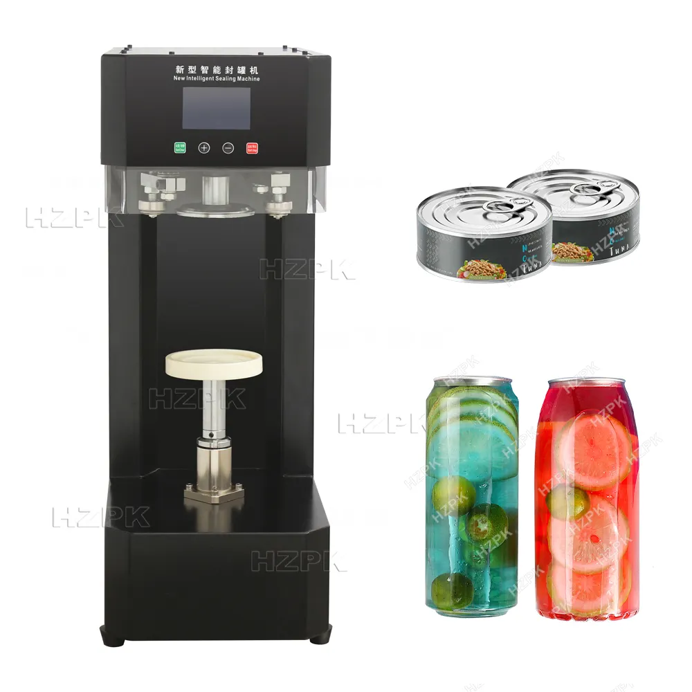 HZPK автоматическая машина для запечатывания банок для напитков, кофе, пластиковых банок