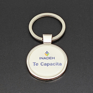 Fábrica al por mayor personalizado nombre de la empresa logotipo llavero diseñador impresión epoxi forma simple llavero aleación de zinc llaveros de metal - Product Image 4