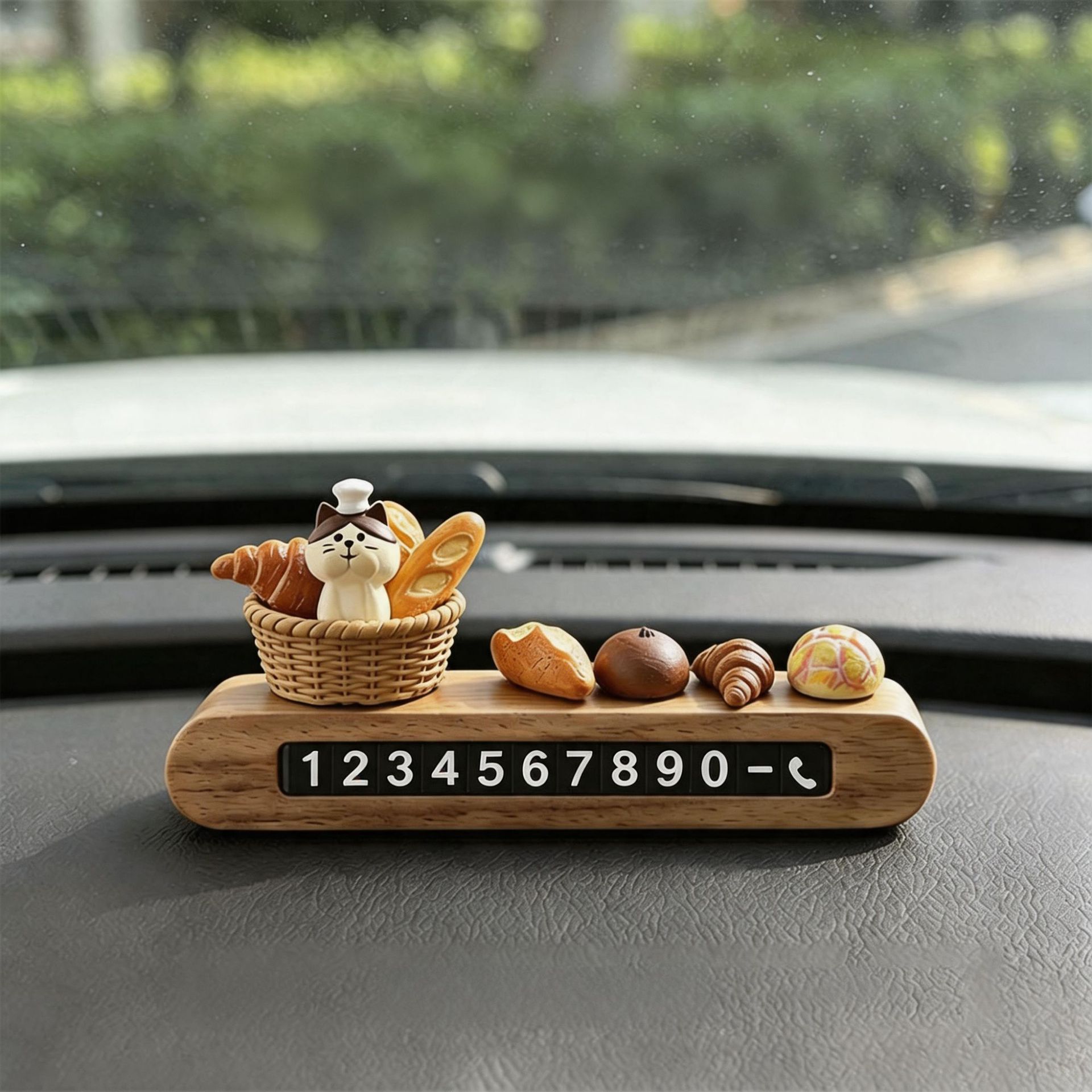 Baguette mini bread wood grain number tag