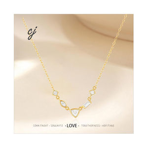 Carline Fashion S925 Sterling Silver Irregular 18k Gold Zircon Diamond Women's Necklace - Product Image 1