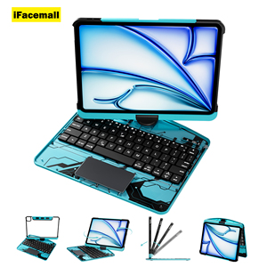 Nueva llegada 10,9 pulgadas iPad A16 2025 360 funda giratoria colorida para Teclado retroiluminado con ranura para lápiz táctil multifuncional