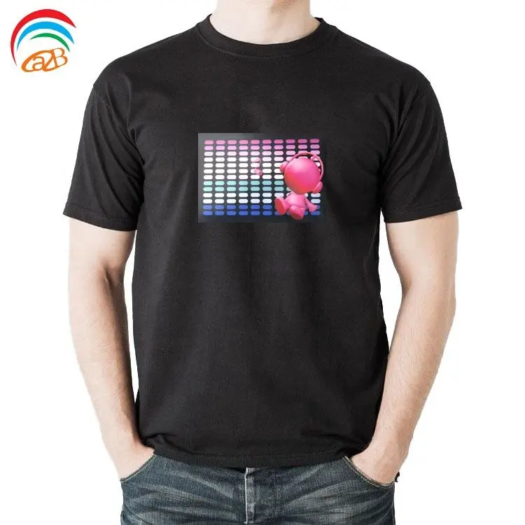 Party Rave Sound Activated Equalizer EL Panel T-shirt Fashion flashing LED Panel for men's tshirt