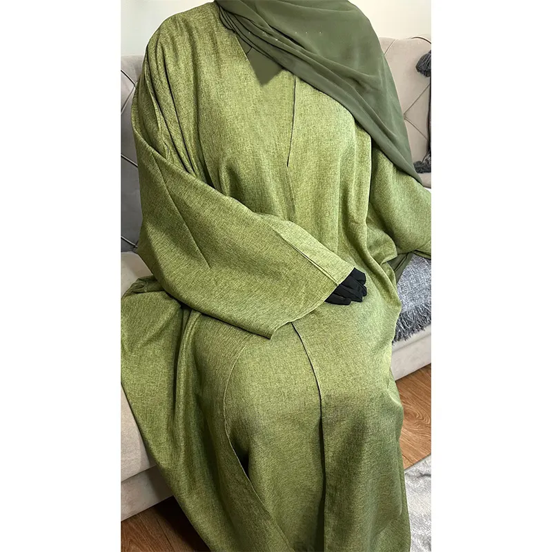 Aschulman Abayas gracieuses personnalisées pour femmes musulmanes dubai abaya femmes robe musulmane nouveau manteau abaya en lin